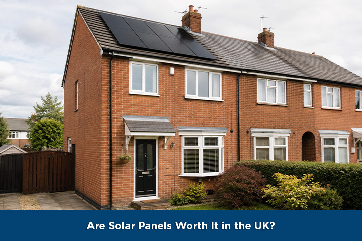 Solar panels installed on a UK home roof to reduce electricity costs and generate renewable energy